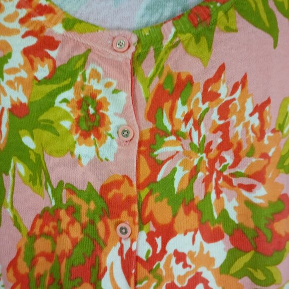 Isaac Mizrahi Live Floral Cardigan Sweater Button Sz 1X 100% Cotton Lightweight - Picture 4 of 10
